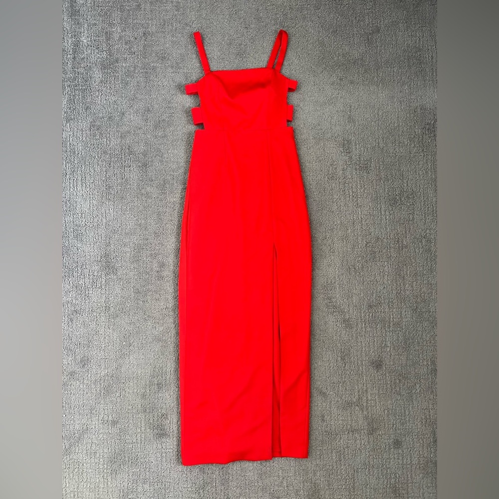 Lovers + Friends Red Front Slit Cutout Side Maxi Dress